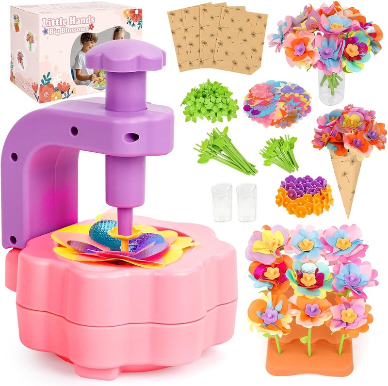 ZuxZuce Fabric Flower Bouquets Toys, Arts and Crafts Activity Kit for Kids Ages 3-12, DIY Flower Craft Kits for Toddler, Educational Activity Preschool Birthday Gifts for 3 4 5 6 7 8 9 10+ Year Old Girls - Image 1